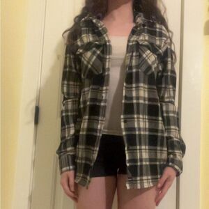 RSQ Black and White Plaid Button-Down Shirt